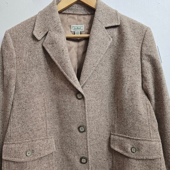 LL Bean Womens Equestrian Country Old Money Wool Silk Mottled Tweed Jacket LP - Picture 2 of 12